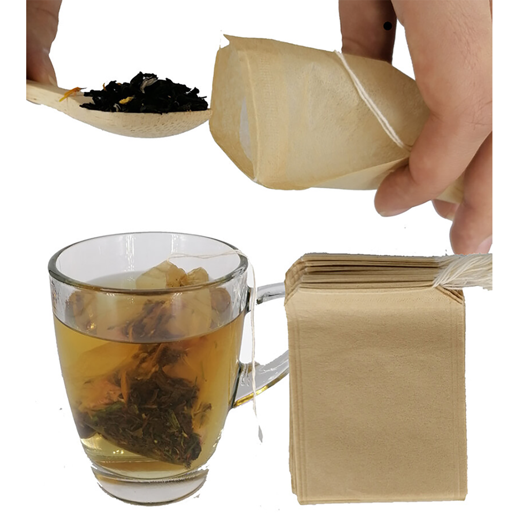 Papieren theefilters met trekkoord - 50 stuks