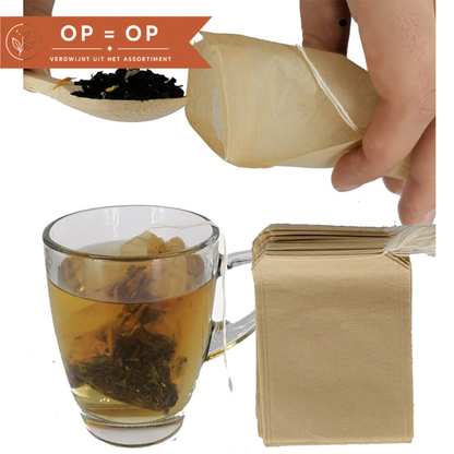 Papieren theefilters met trekkoord - 50 stuks